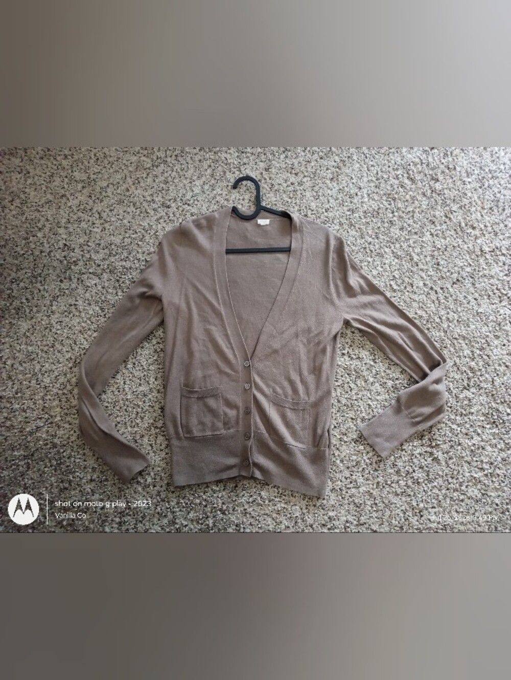 J.Crew V Neck Cardigan Long Sleeve Cotton Tan Small - Picture 2 of 9